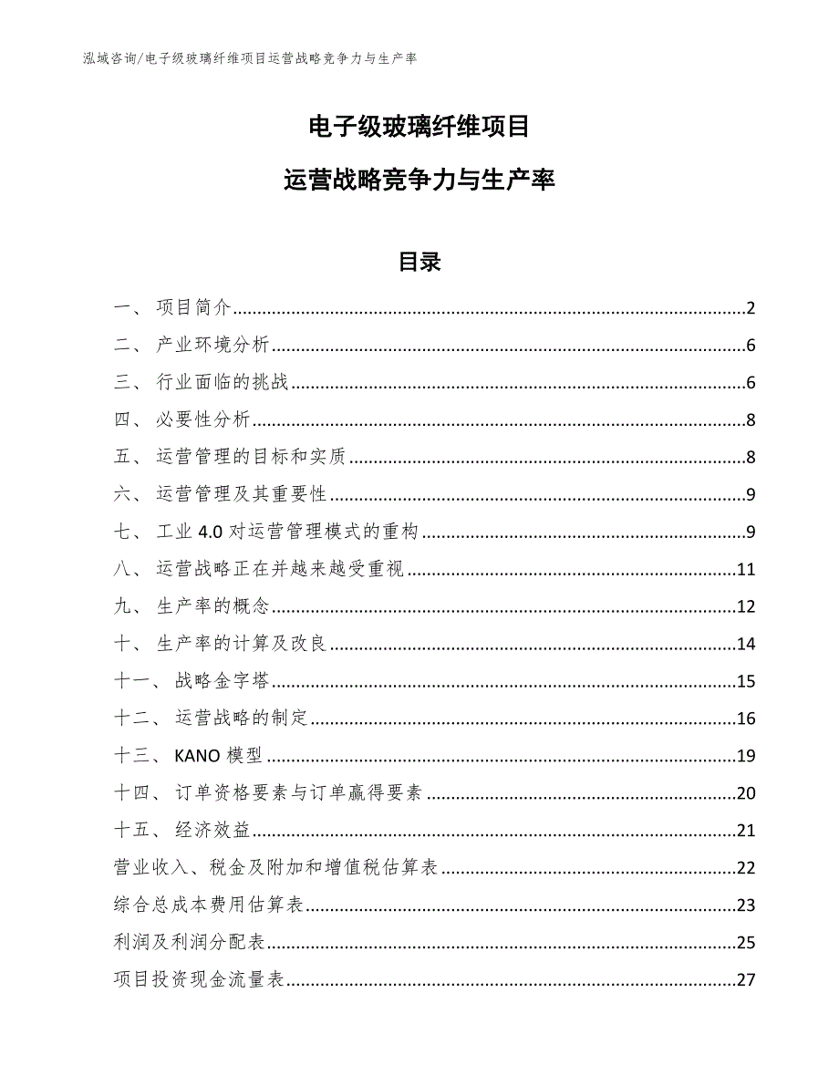 电子级玻璃纤维项目运营战略竞争力与生产率_第1页