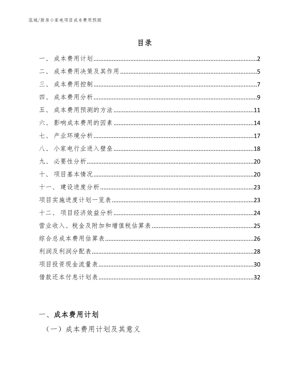 厨房小家电项目成本费用预测【范文】_第2页