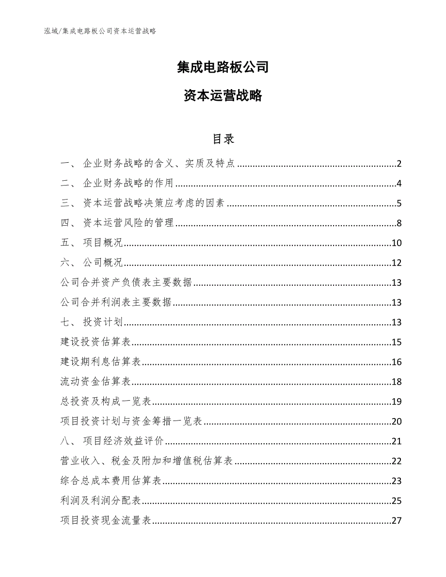 集成电路板公司资本运营战略【参考】_第1页