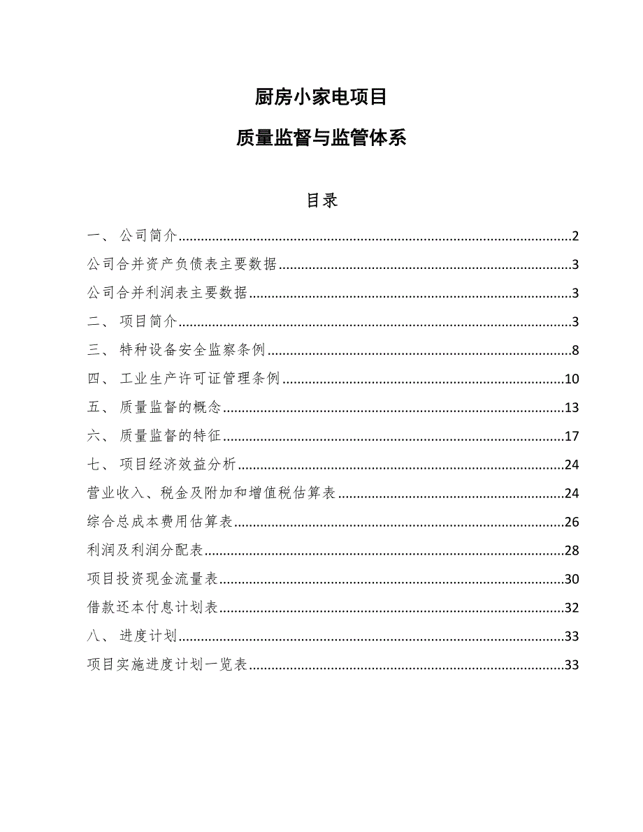 厨房小家电项目质量监督与监管体系（范文）_第1页