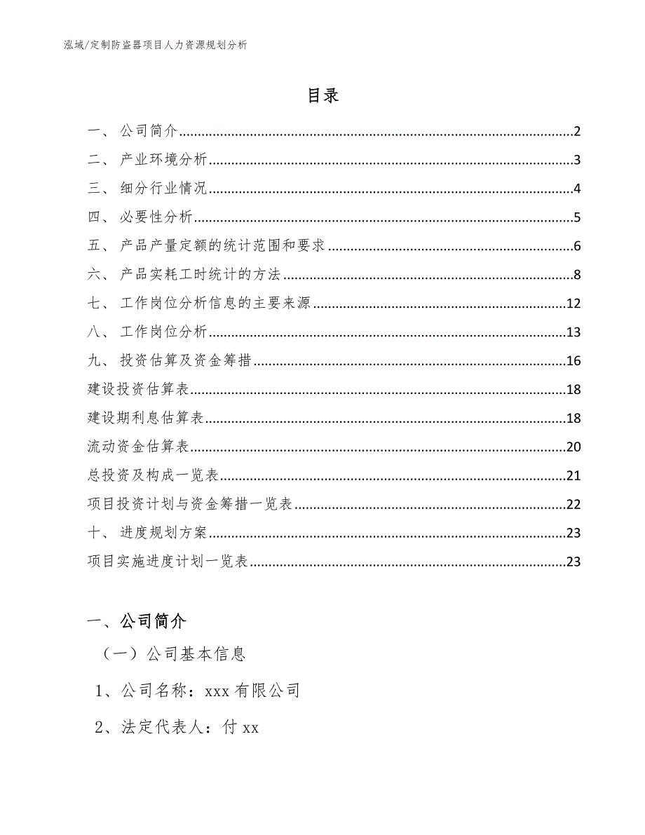 定制防盗器项目人力资源规划分析【范文】_第2页