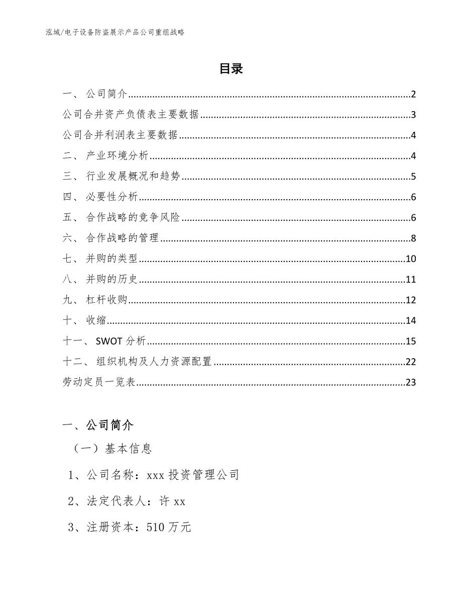 电子设备防盗展示产品公司重组战略_参考_第2页