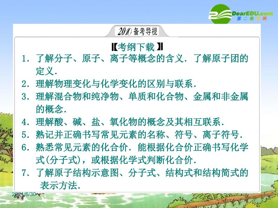 2010高三化学高考二轮专题复习课件：物质组成,性质和分类_第1页