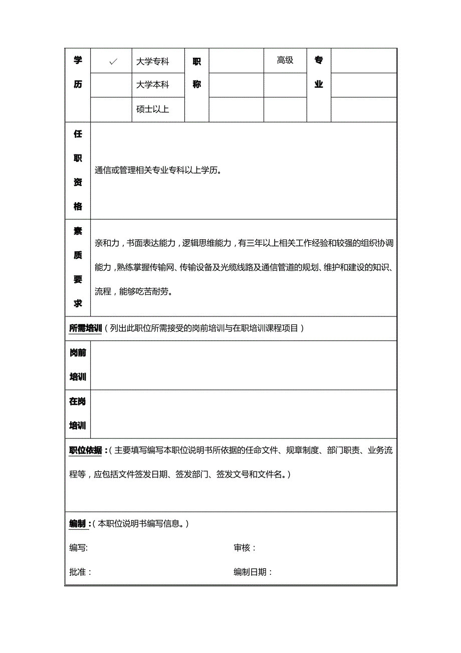 网络优化管理员职位说明岗位说明书_第3页