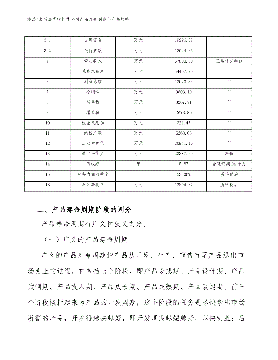 聚烯烃类弹性体公司产品寿命周期与产品战略_范文_第4页