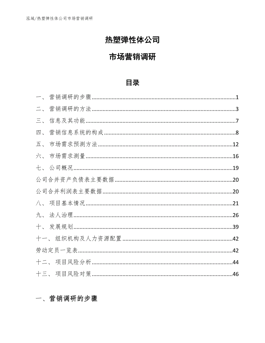 热塑弹性体公司市场营销调研_第1页