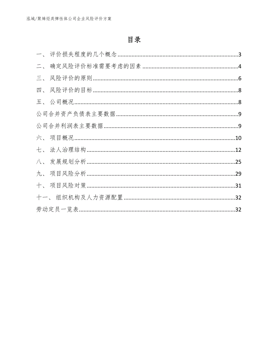 聚烯烃类弹性体公司企业风险评价方案【范文】_第2页