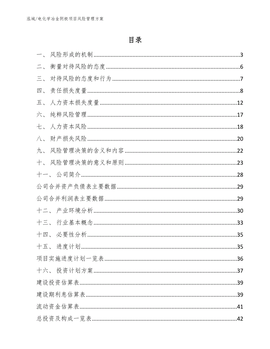 电化学冶金阴极项目风险管理方案_范文_第2页