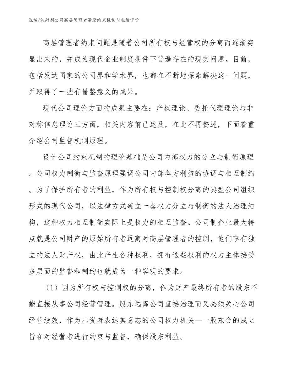 注射剂公司高层管理者激励约束机制与业绩评价_第5页