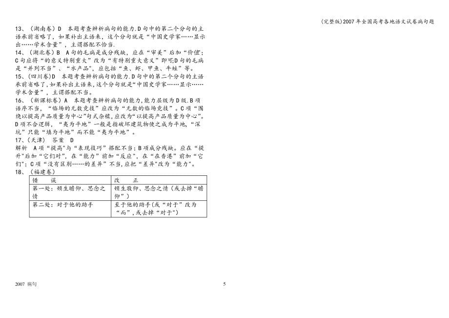 全国高考各地语文试卷病句题_第5页