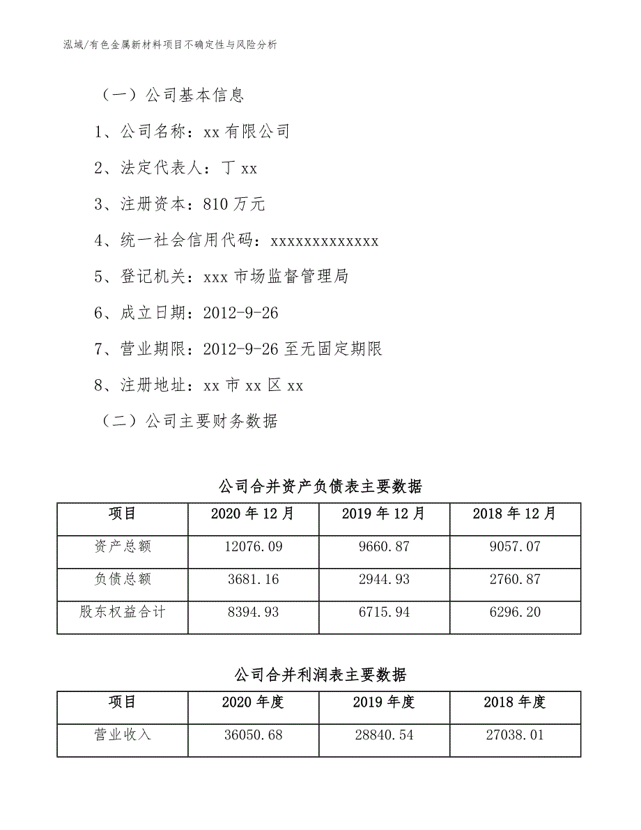 有色金属新材料项目不确定性与风险分析（范文）_第3页