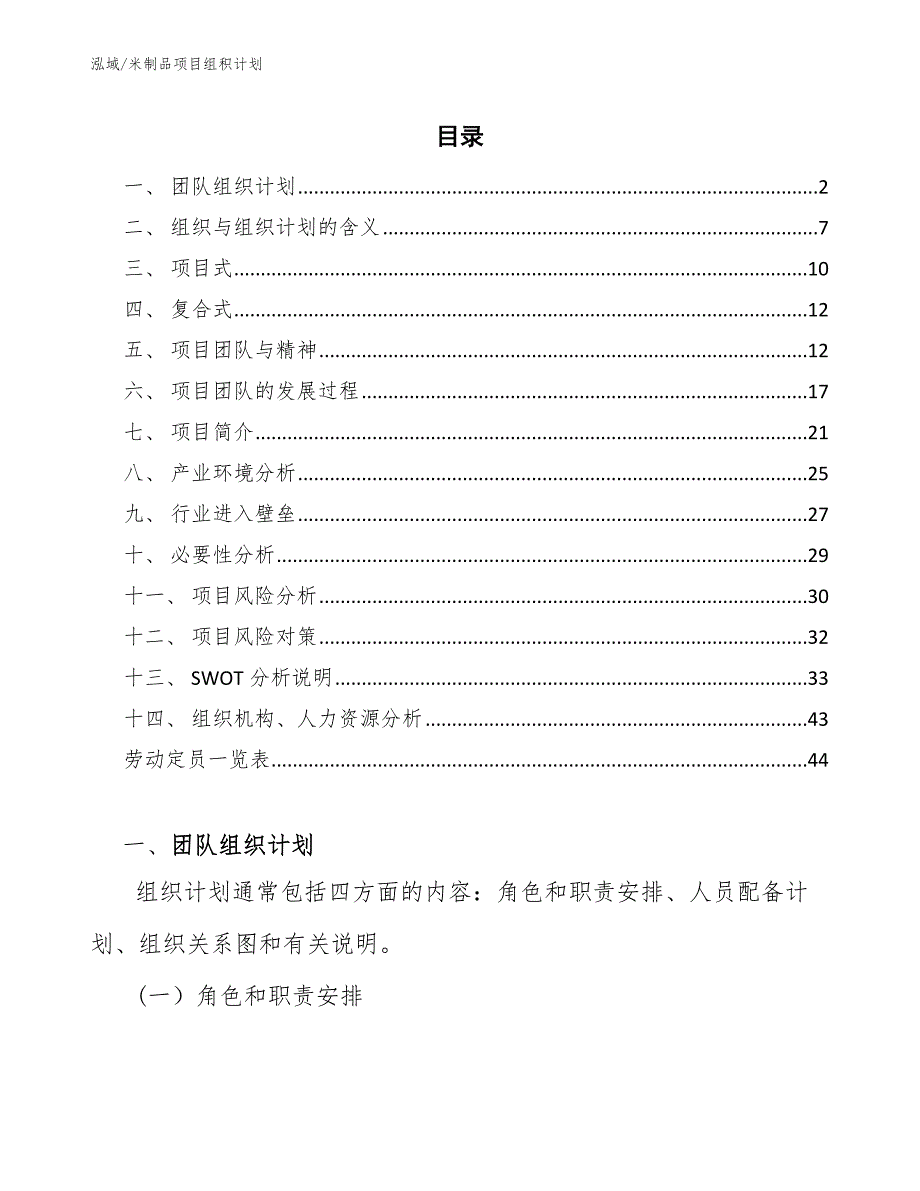 米制品项目组积计划_第2页