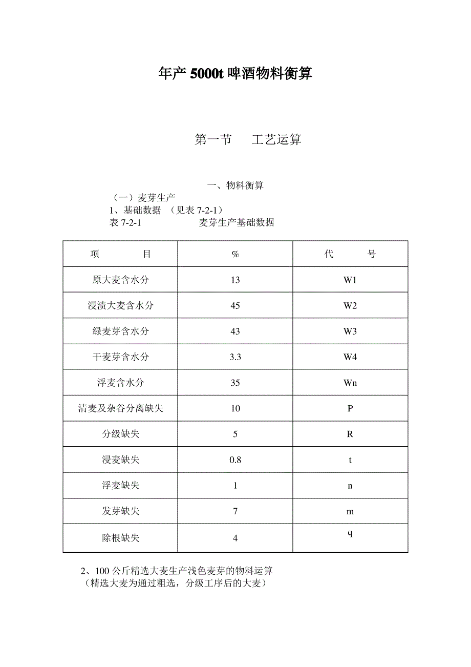 产5000t啤酒物料衡算_第1页