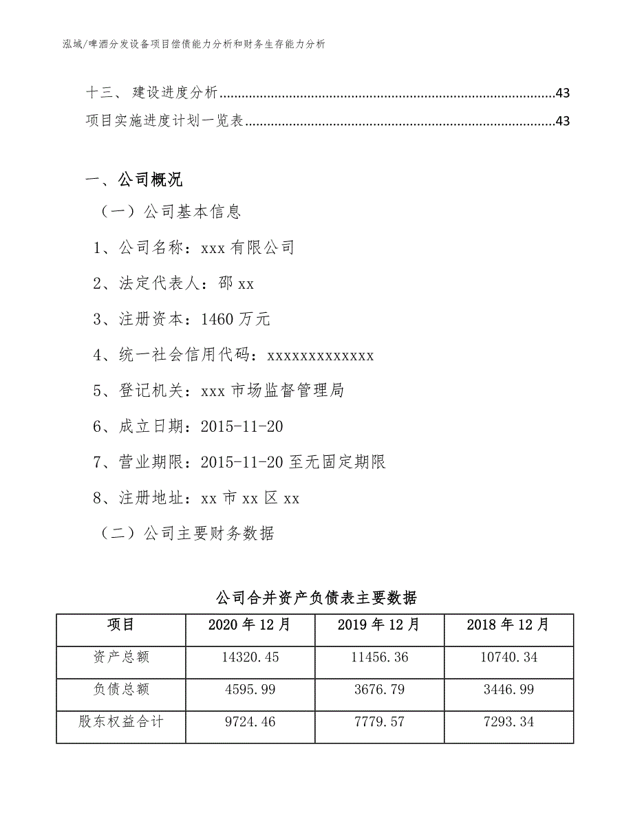 啤酒分发设备项目偿债能力分析和财务生存能力分析_第2页