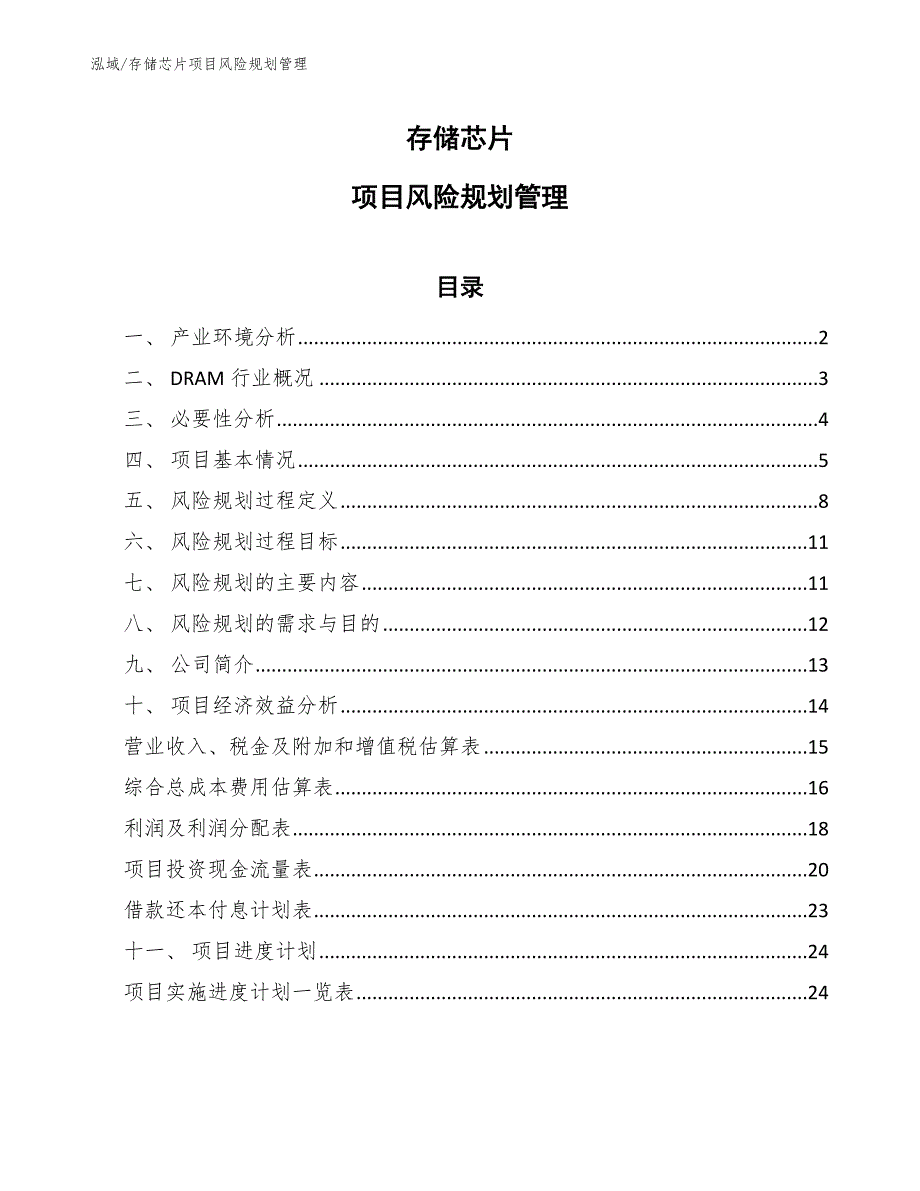 存储芯片项目风险规划管理_参考_第1页