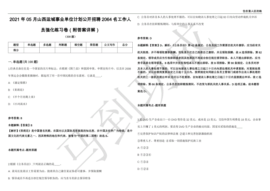 2021年05月山西运城事业单位计划公开招聘2064名工作人员强化练习卷（附答案详解）第514期_第1页