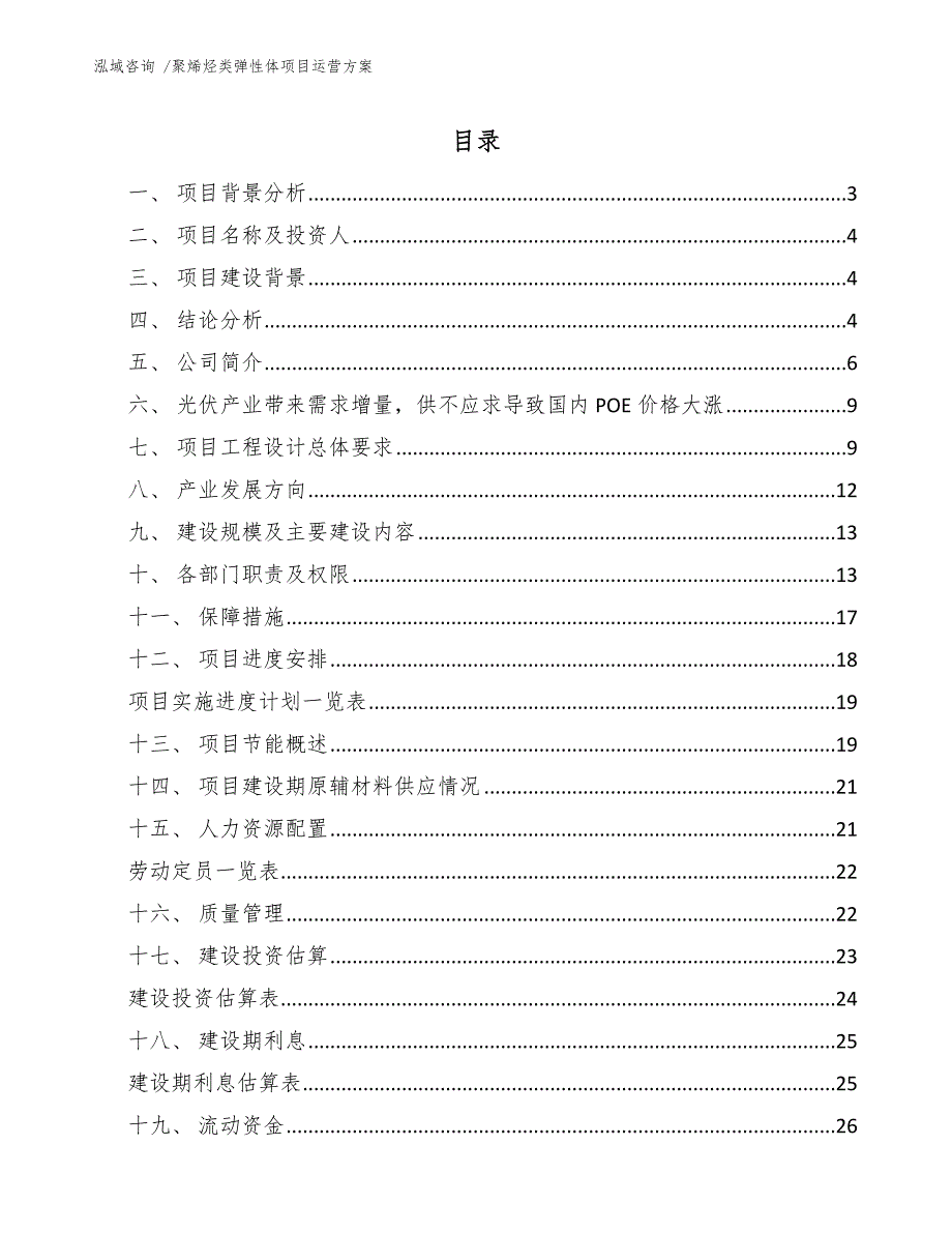 聚烯烃类弹性体项目运营方案_第1页