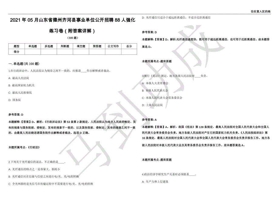 2021年05月山东省德州齐河县事业单位公开招聘88人强化练习卷（附答案详解）第503期_第1页