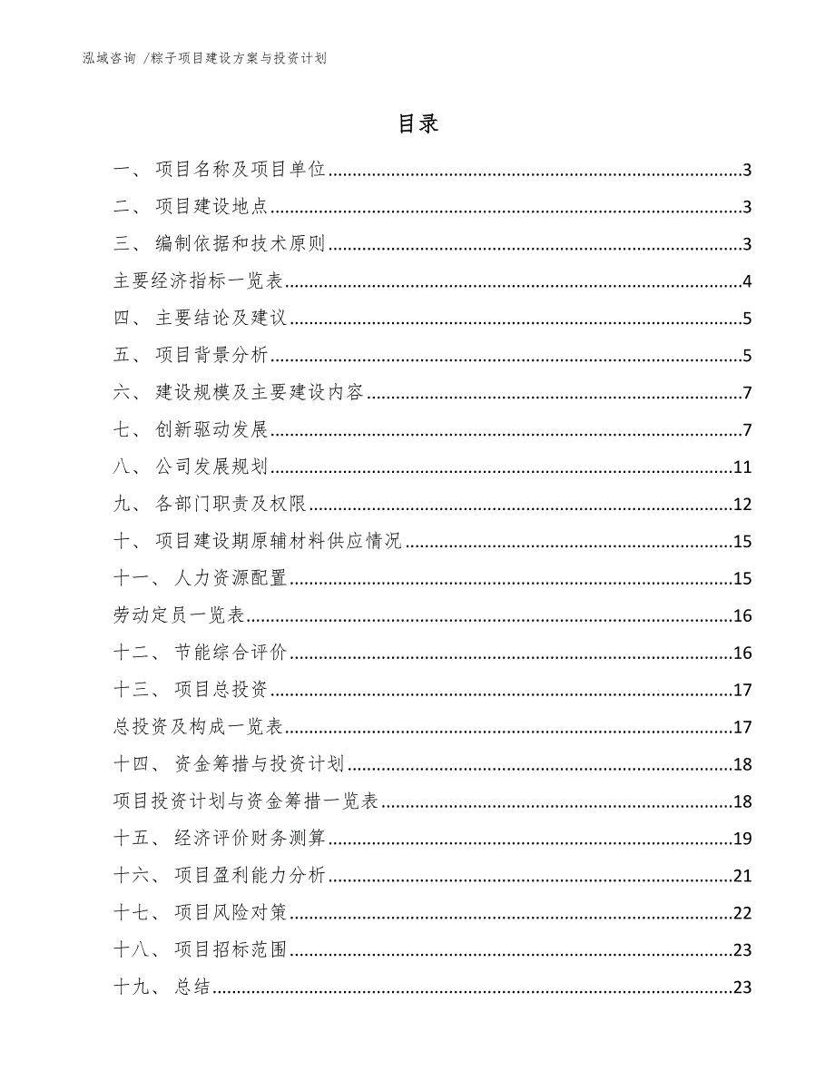 粽子项目建设方案与投资计划参考范文_第1页