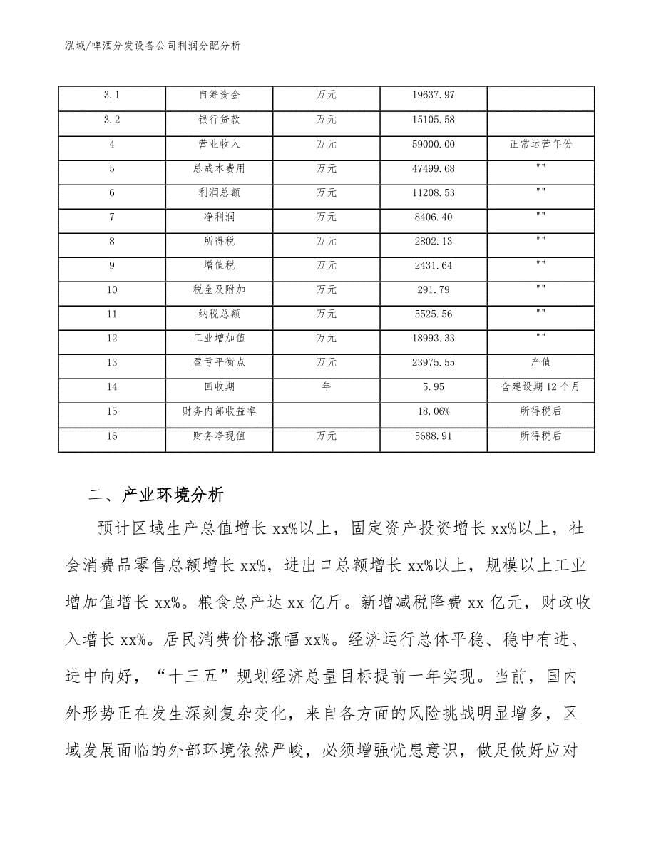 啤酒分发设备公司利润分配分析（范文）_第5页