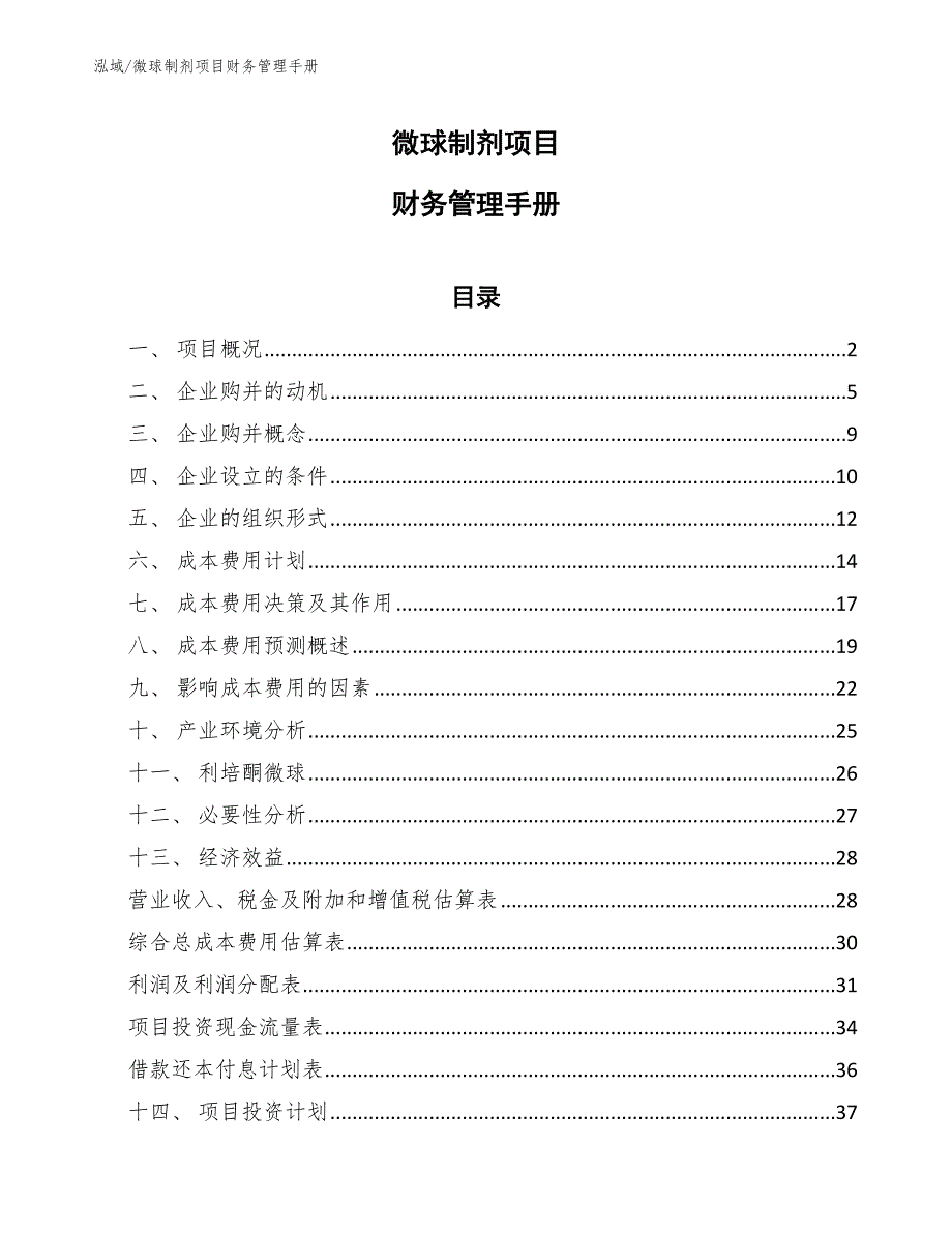 微球制剂项目财务管理手册_第1页