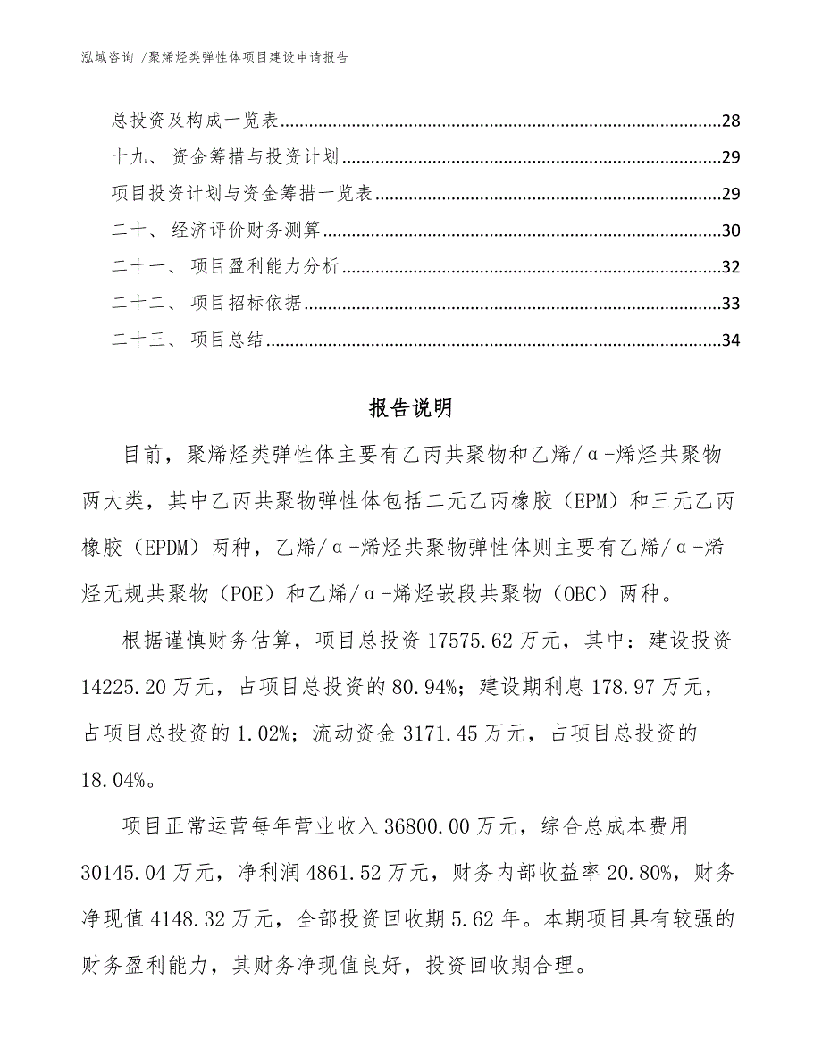 聚烯烃类弹性体项目建设申请报告-（参考范文）_第2页