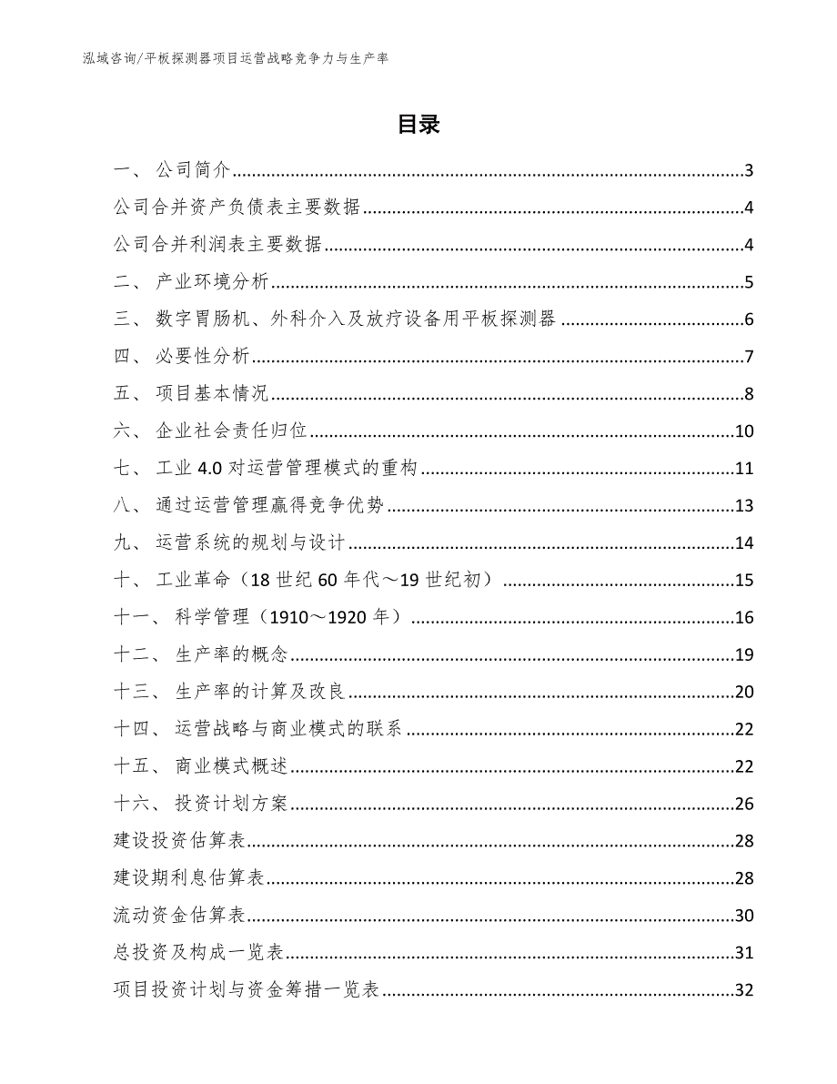 平板探测器项目运营战略竞争力与生产率_范文_第2页