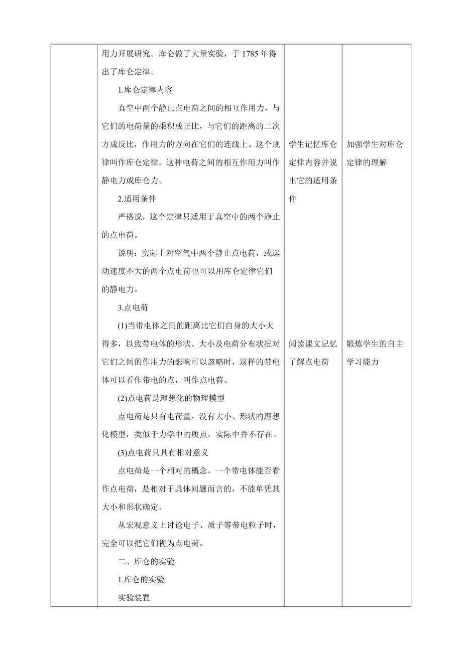 高中物理人教必修三第9章第2节库仑定律教学设计_第3页