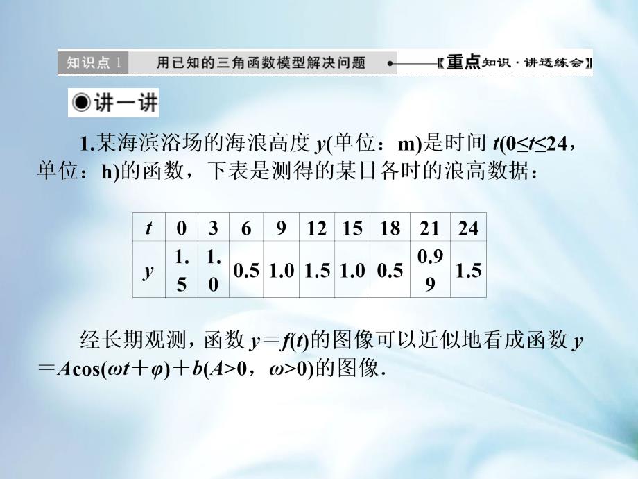 高中数学北师大版必修四课件：第一章 167;9 三角函数的简单应用_第4页