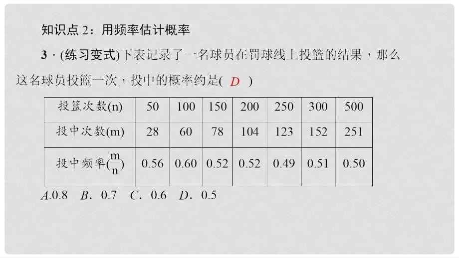 九年级数学上册 25.3 用频率估计概率习题课件 （新版）新人教版_第5页