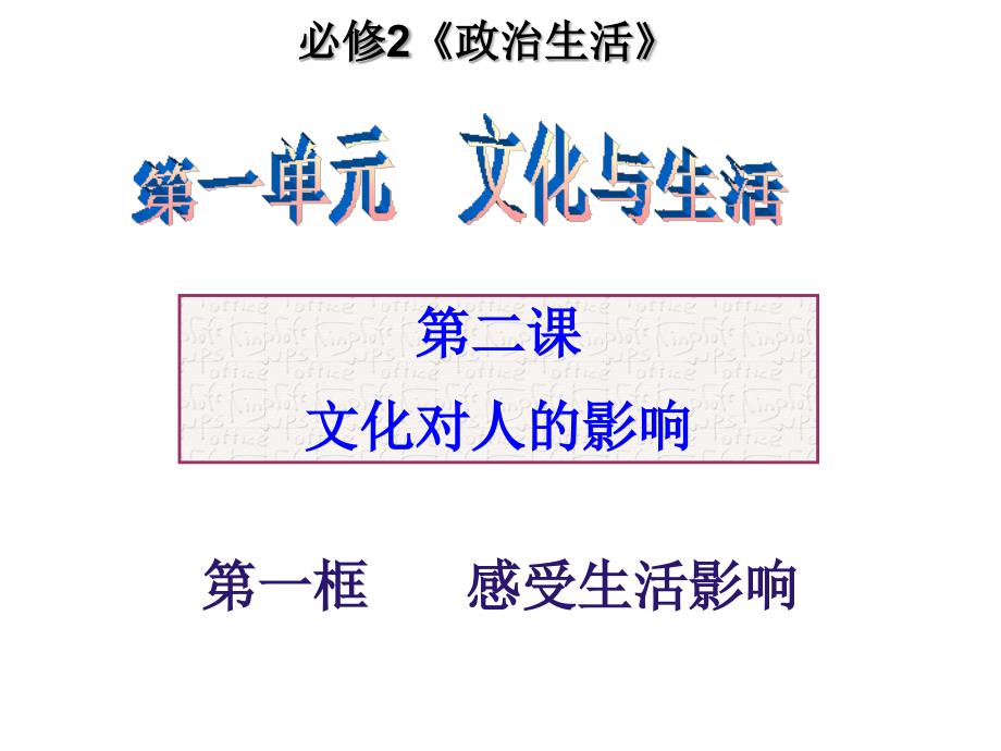 高中思想政治必修2政治生活第二课文化对人的影响课件_第1页