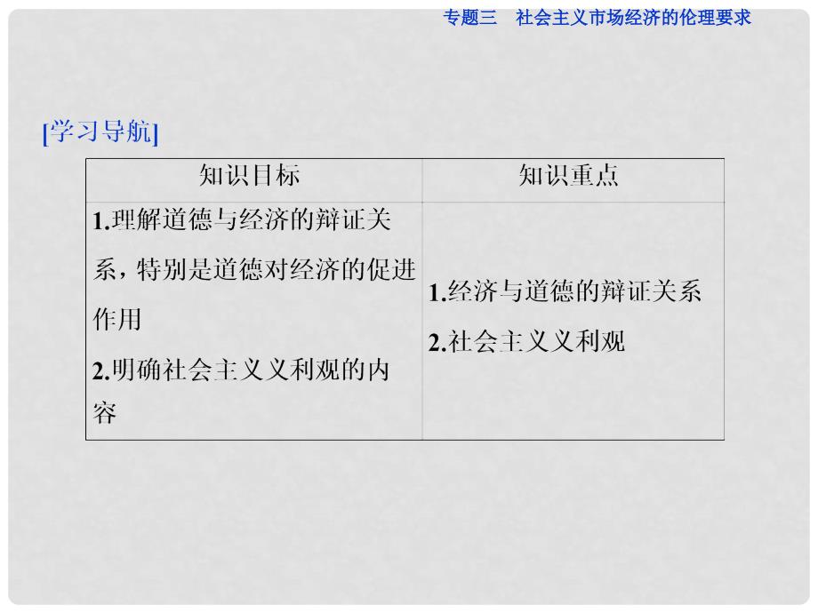 高中政治 专题三 社会主义市场经济的伦理要求 第一框 经济生活与道德建设课件 新人教版选修6_第3页