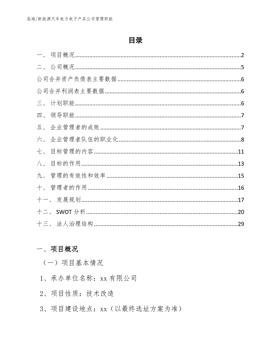 新能源汽车电力电子产品公司管理职能【范文】_第2页