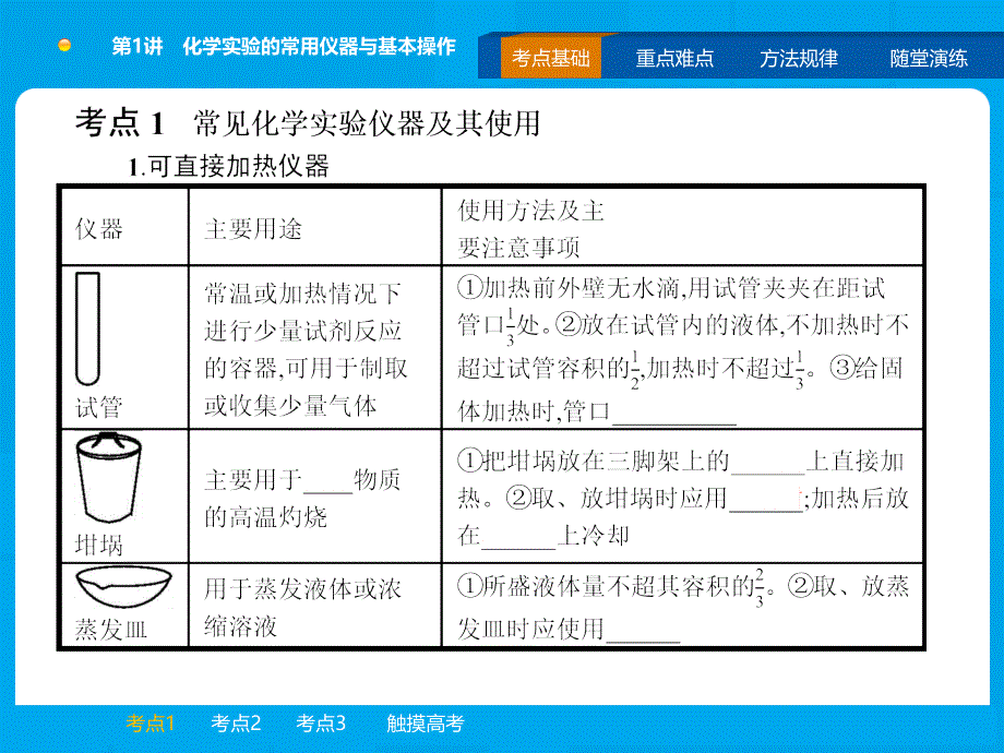 化学一轮复习化学实验的常用仪器与基本操作_第2页