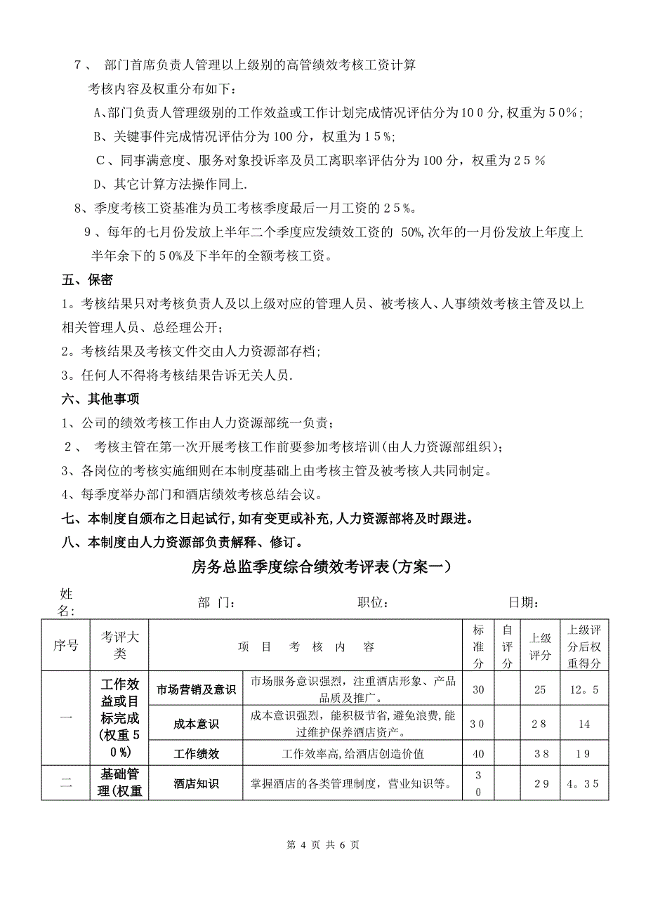 标准信华绩效考核按季度_第4页