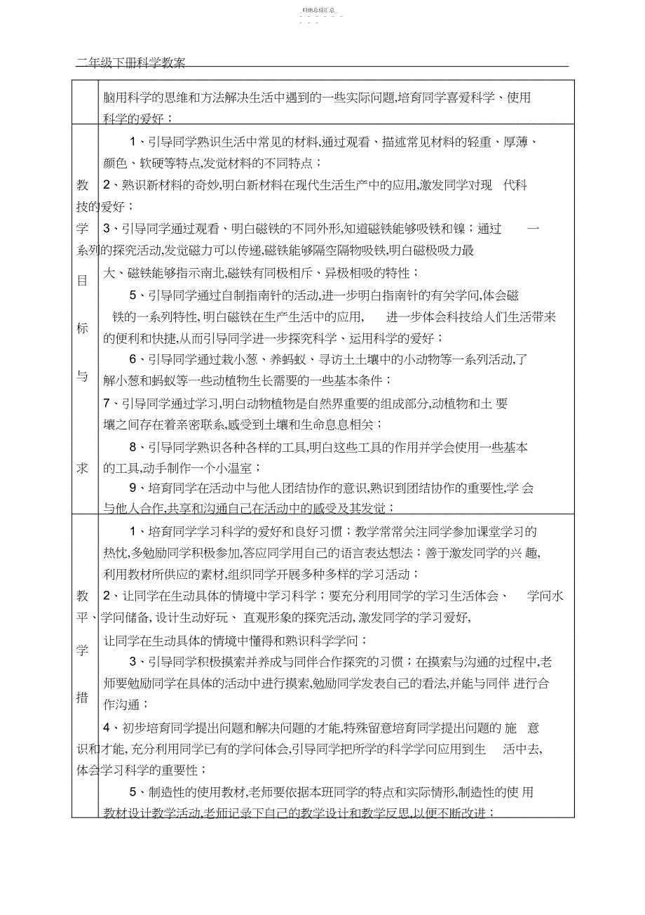 苏教版二年级下册科学全一册教案含教学计划_第3页