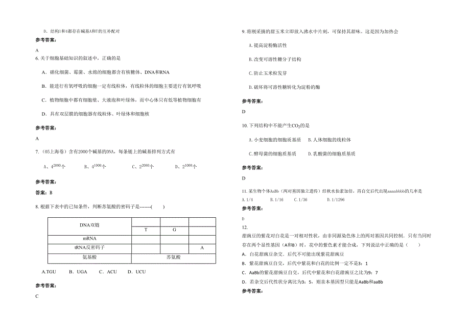 2022年河南省鹤壁市浚县科达学校高三生物模拟试题含解析_第2页