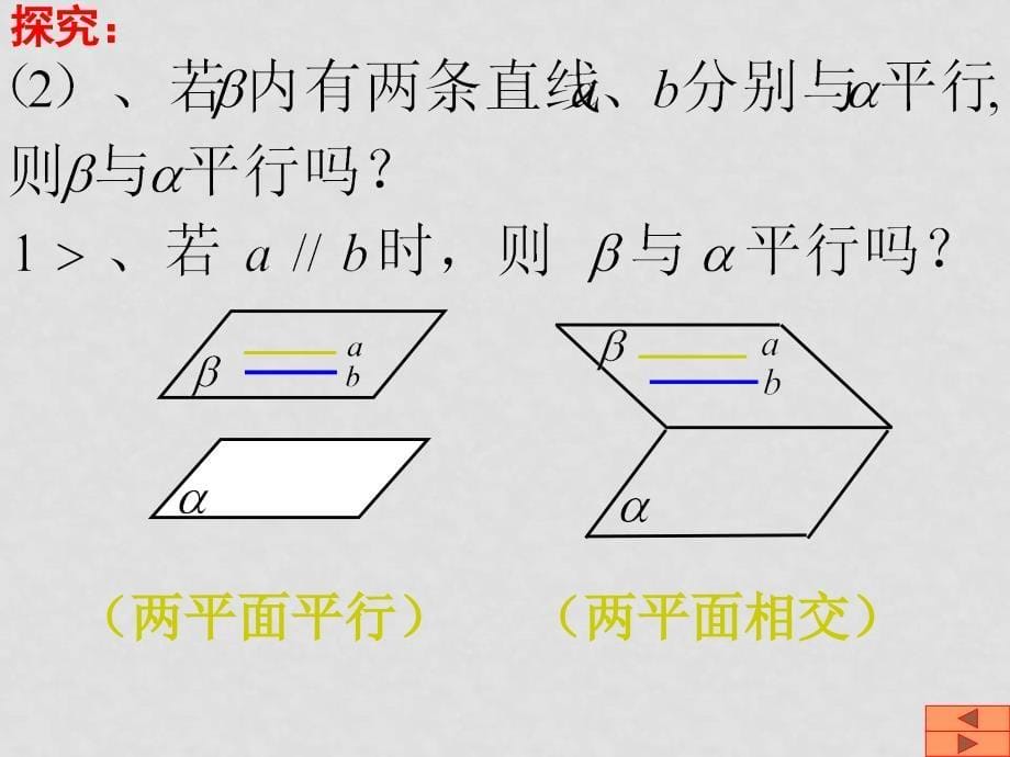 高中数学：2.2.2和2.2.4平面与平面平行的判定和性质课件新人教版必修2_第5页