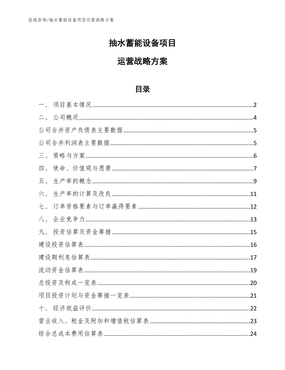 抽水蓄能设备项目运营战略方案【参考】_第1页