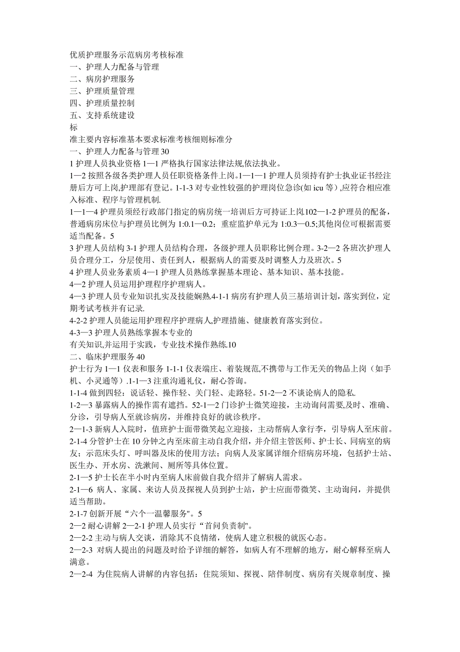 优质护理服务示范病房考核标准_第1页