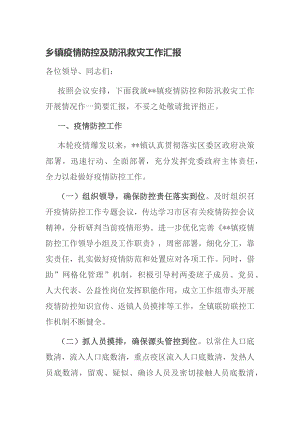 乡镇疫情防控及防汛救灾工作汇报