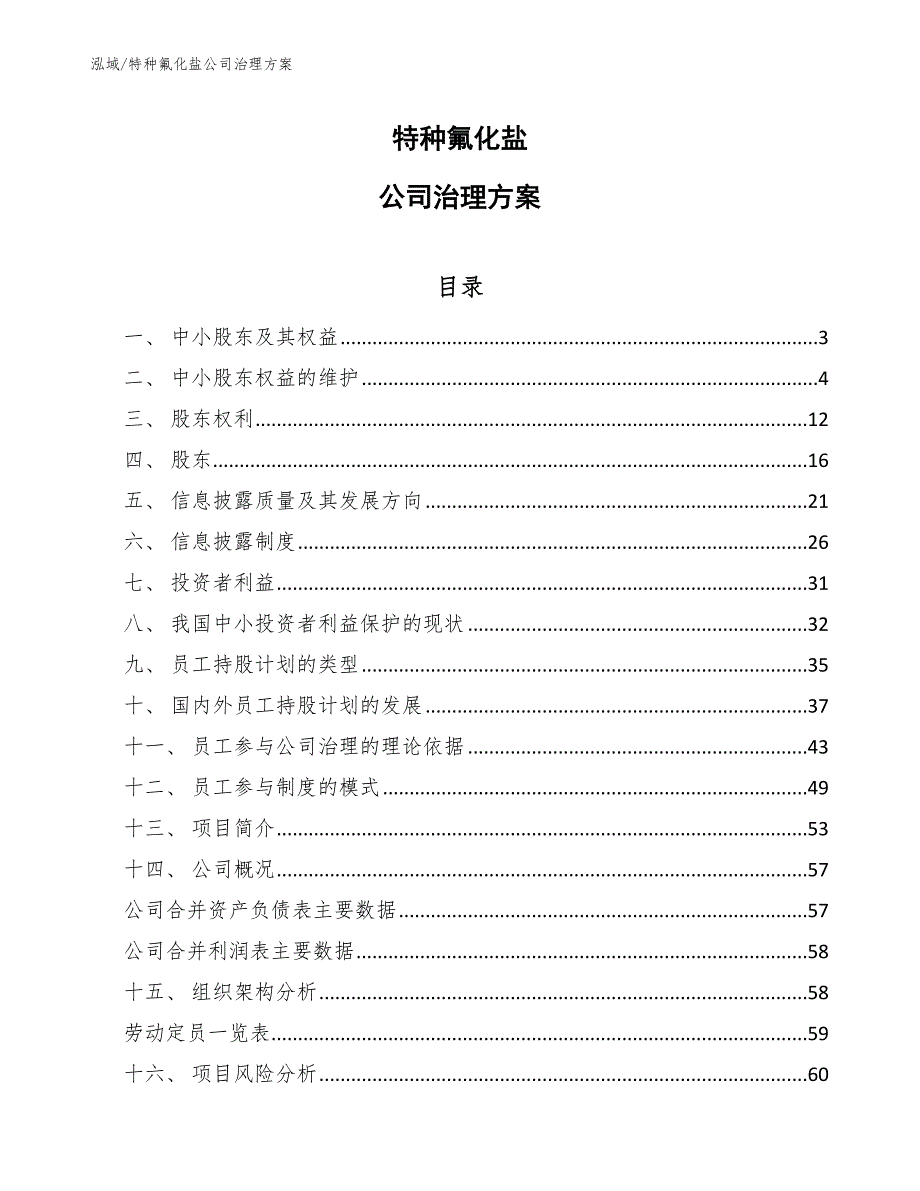 特种氟化盐公司治理方案【参考】_第1页