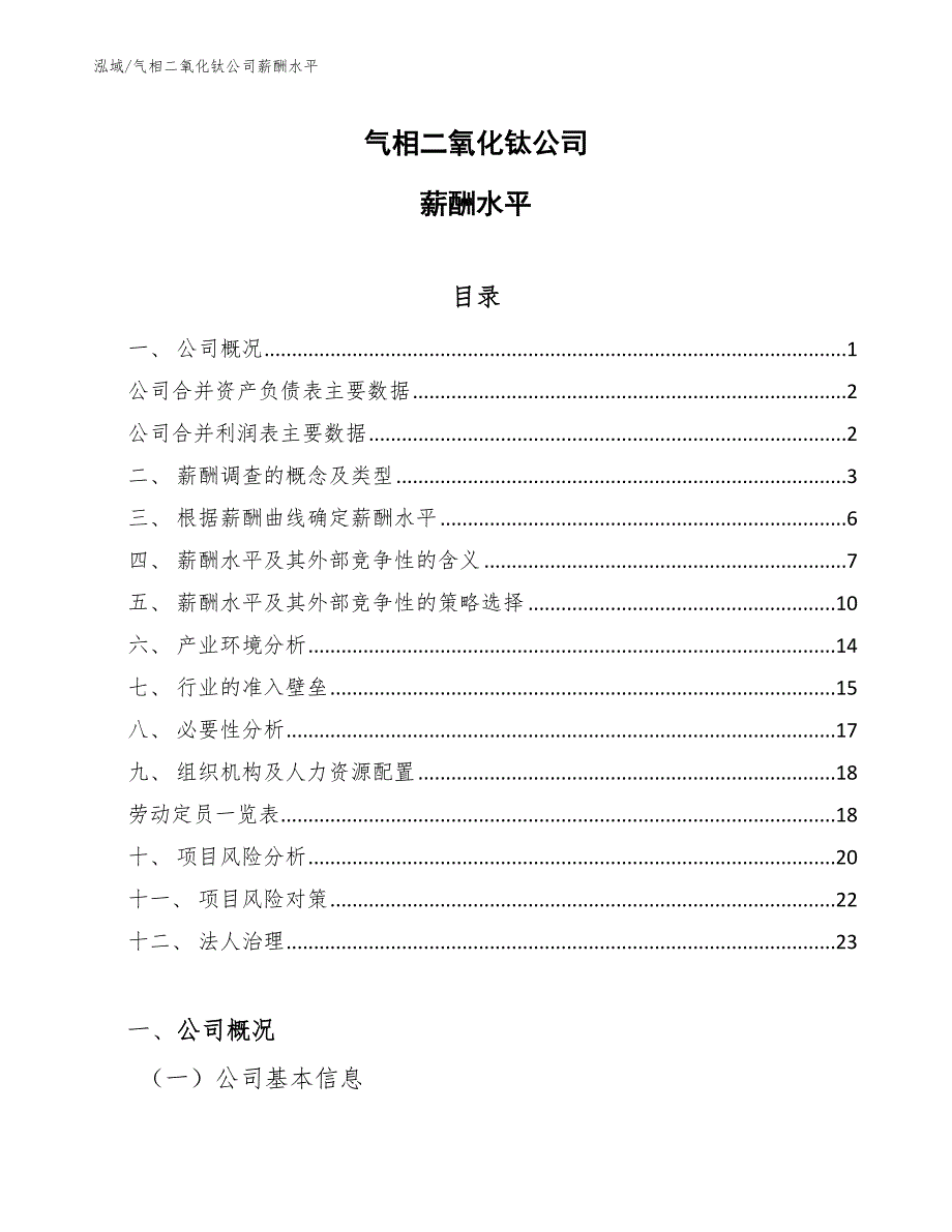 气相二氧化钛公司薪酬水平_参考_第1页