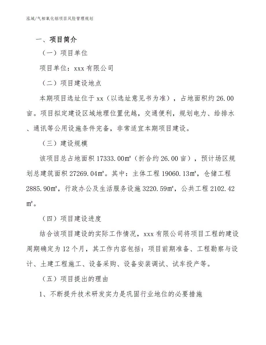 气相氧化铝项目风险管理规划_参考_第3页