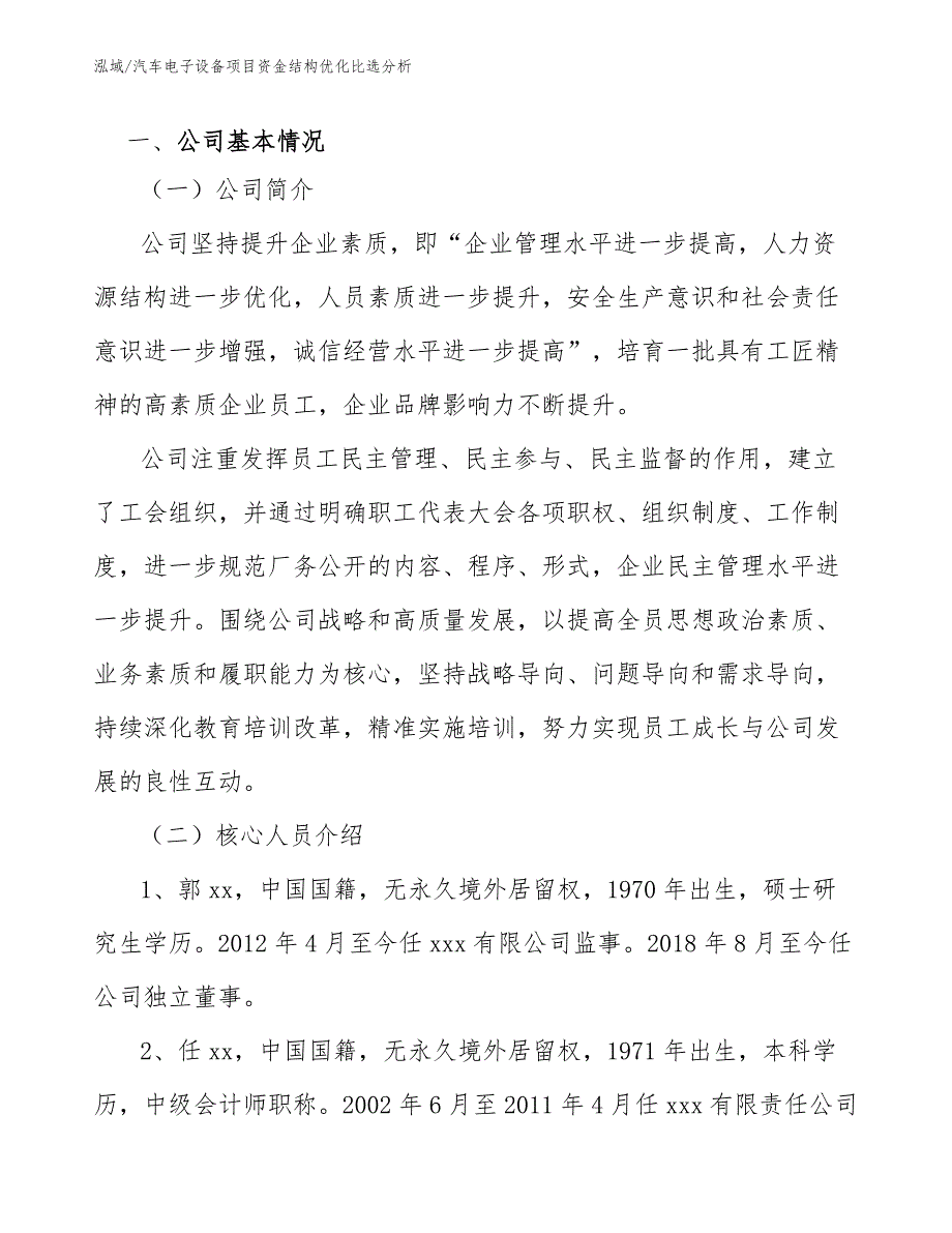 汽车电子设备项目资金结构优化比选分析【参考】_第2页