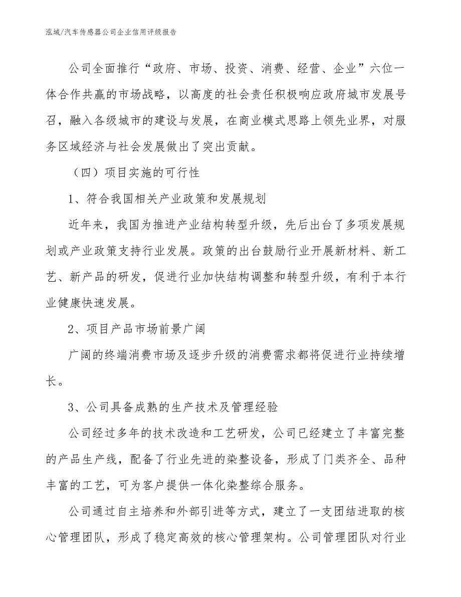 汽车传感器公司企业信用评级报告_范文_第3页