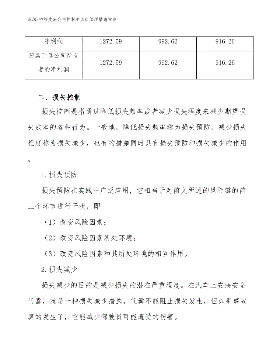 桥梁支座公司控制型风险管理措施方案_范文_第3页