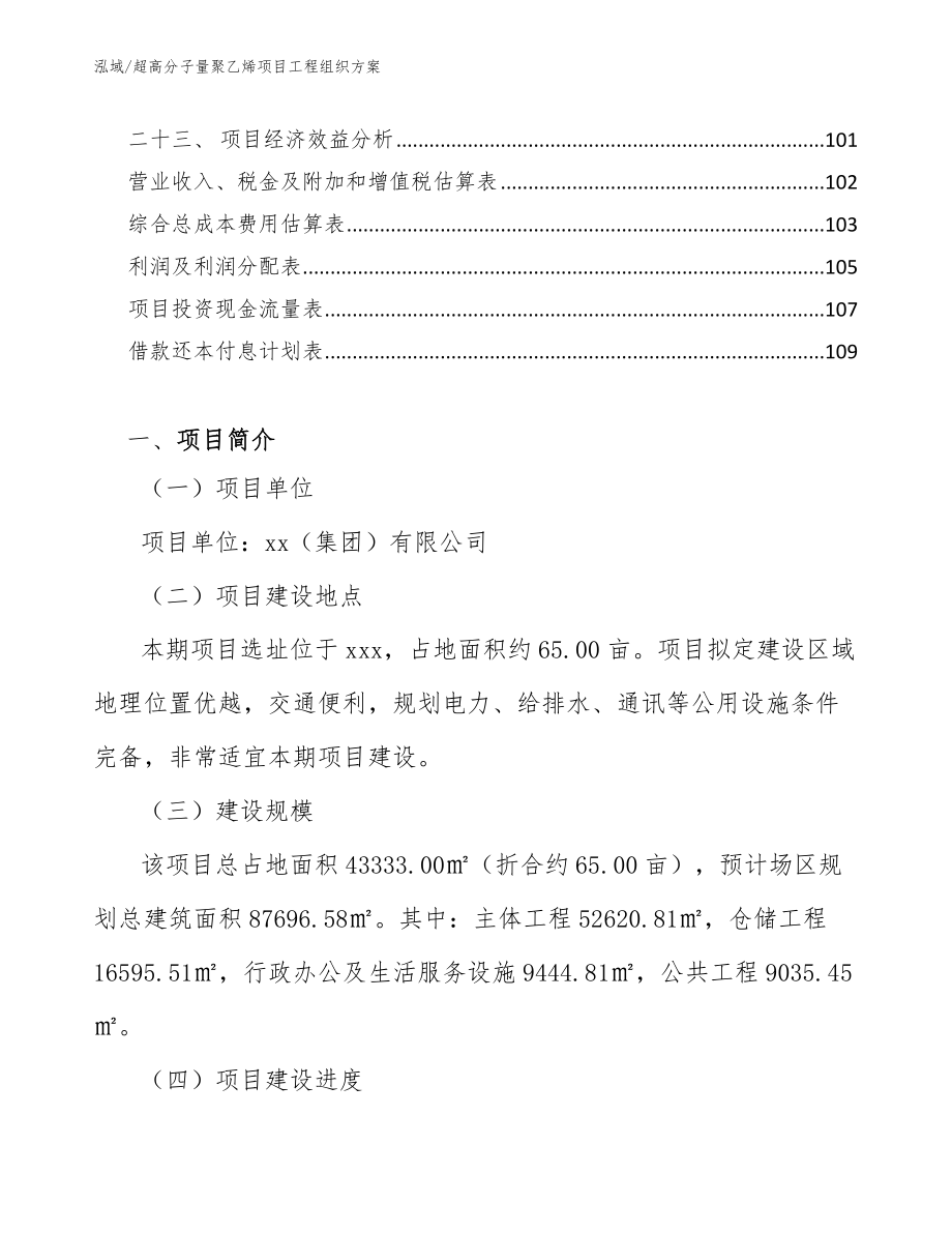 超高分子量聚乙烯项目工程组织方案_第3页