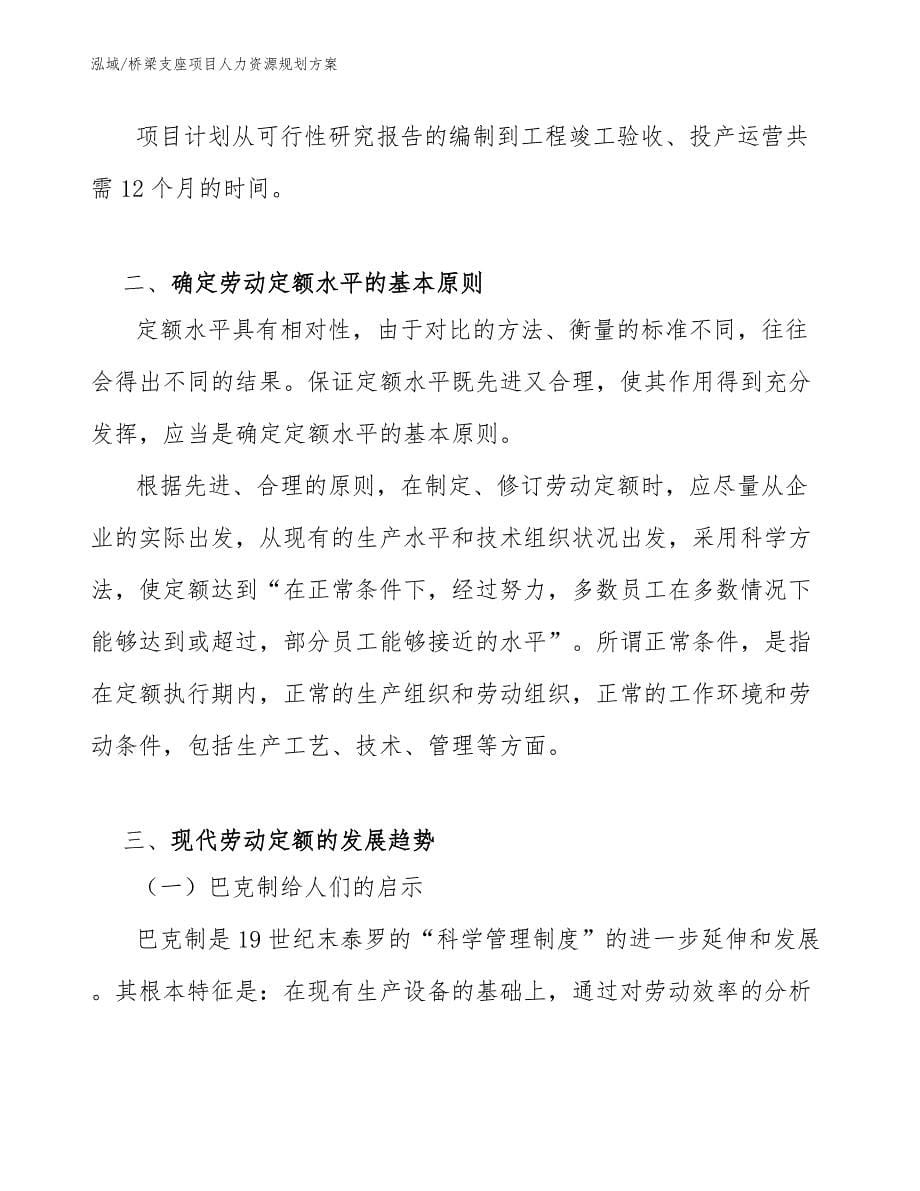 桥梁支座项目人力资源规划方案（范文）_第5页