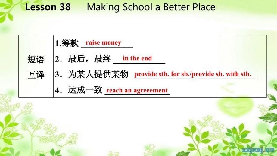 九年级英语下册Unit7WorkforPeaceLesson38MakingSchoolaBetterPlace课件新版冀教版_第5页